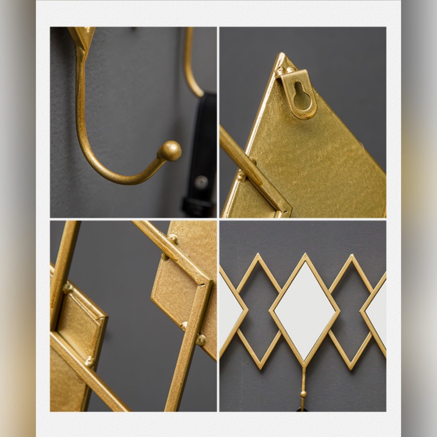 TBI Golden Mirror Wall Hanger Gantungan Pakaian Hiasan Dinding Cermin Emas