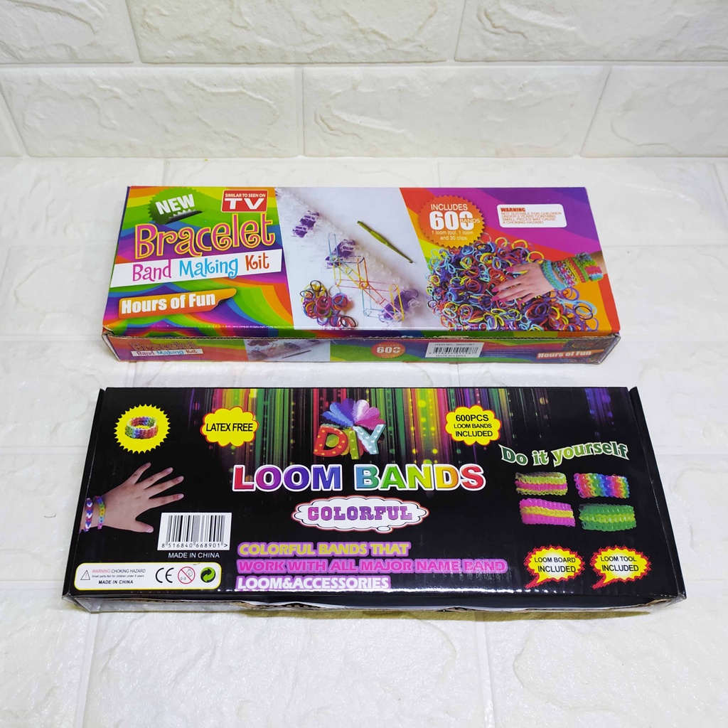 DIY Loom Bands Pelangi Bahan Kerajinan Tangan Set Loom Bands Rainbow