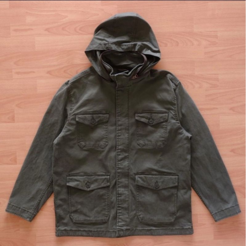 Jaket Parka Pria George Military Field Hidden Hood