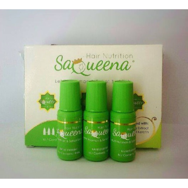 3 Botol Saqueena Hair Nutrition Serum Vitamin Tonic Toner Rambut Rontok Ketombe Kepala Gatal Botak