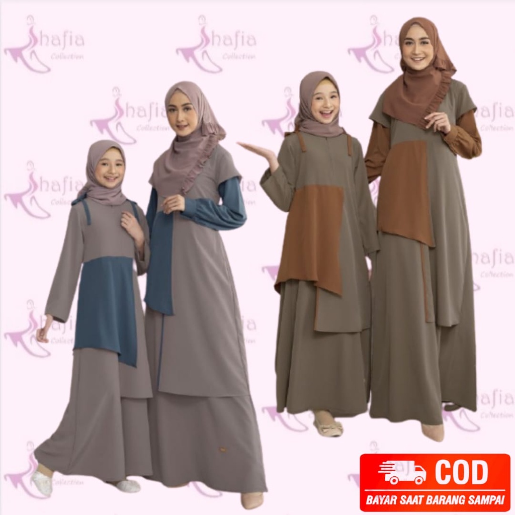 6.6 Nibras Gamis NGC 002 dan NGCA 02 Cement Mocca / Dress Ank Gms Teen Sarimbit Couple Ibu Anak Tang