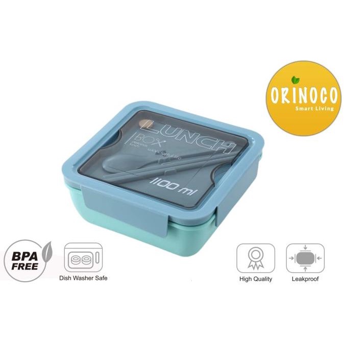 

Baru! Lunchbox Orinoco 0228 Set Sendok + Sumpit Anti Tumpah Sekat 2 Bpa Free - Biru