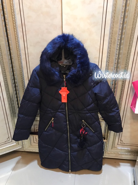 Long winter coat warna biru wanita women mantel jaket jacket cewek musim dingin jumbo Lorraine