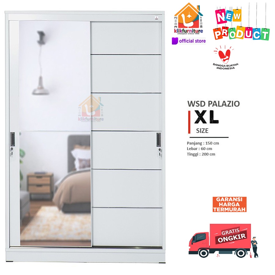 Lemari Pakaian Sliding Olympic 2 Pintu WSD PALAZIO