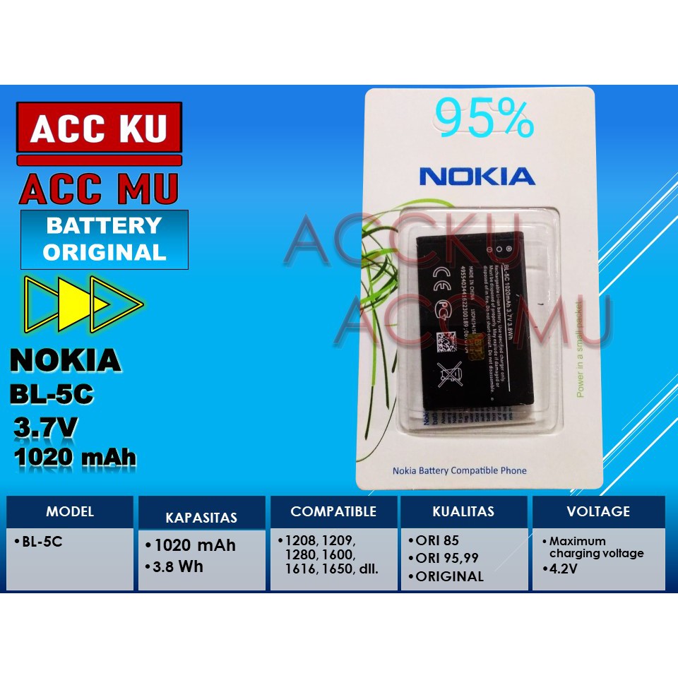 BATERAI NOKIA BL5C BATTERY NOKIA BL-5C ORIGINAL 100%