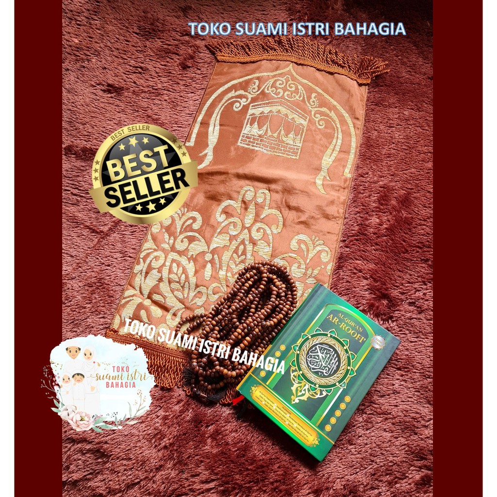 Sajadah Azal 35 x 60 Cm Rumbai Tambang Premium Turki Mewah Travel Muka Haji Souvenir Seserahan Murah Kepala Hadiah Kado Bingkisan Umroh 3 D Alnamaz Al Namaz