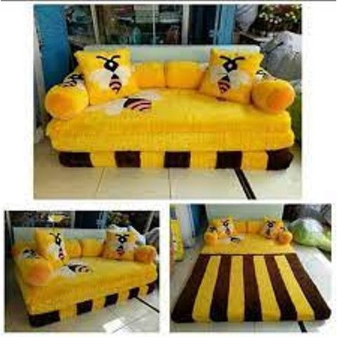 TERBARU !!! Kasur Bulu Karakter / Kasur Lipat Bulu Karakter Rasfur Sofa bed UKURAN Double 200x140x10 cm // Sofa Bed Karakter MURAH // Kasur Santai Bulu / Kasur Bulu Double Kasur Karpet Santai Ruangan Tamu Full Set 2 Bantal 3 guling Bisa di Lipat Jadi SOFA