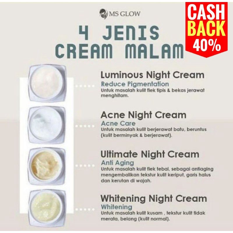 Ms Glow Original Night cream ms glow , krim malam msglow original