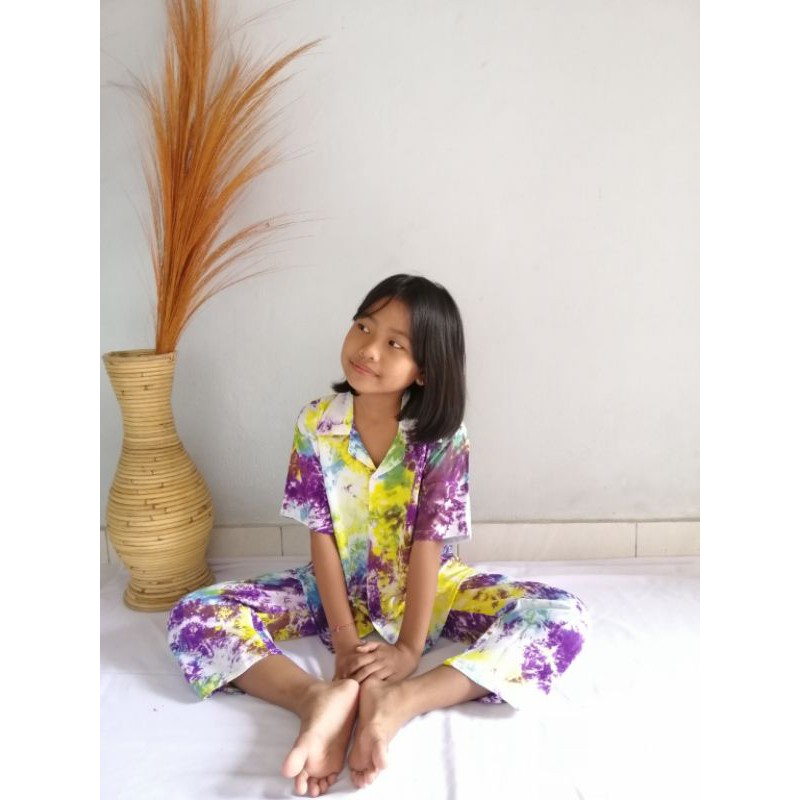Set Pajamas Tie Dye Anak / Setelan Piyama Anak / Setelan Piyama Tie Dye / Setelan Piyama Tidur Anak