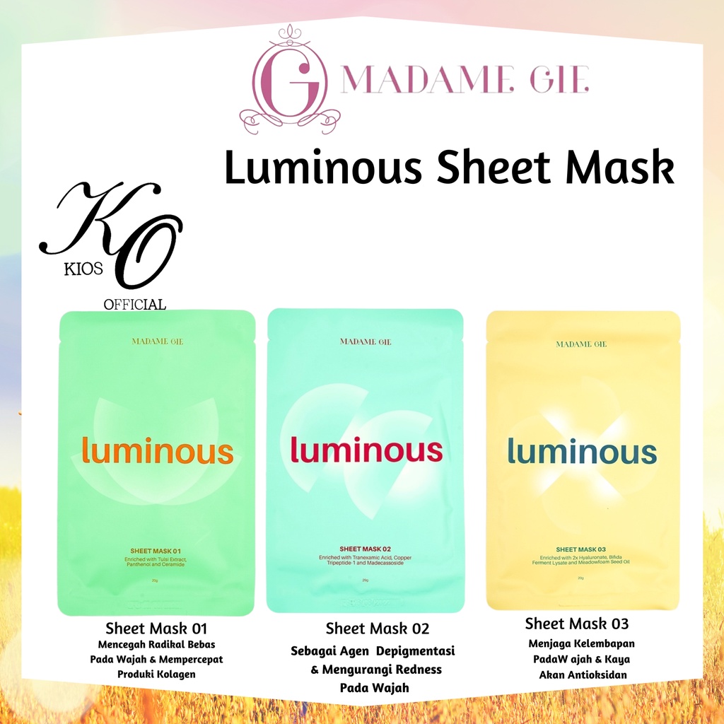 Madame Gie Luminous Sheet Mask | Skincare Masker Wajah