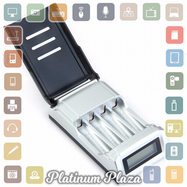 Taffware Smart Intelligent LCD 4 Slot Charger Baterai for AA AAA N`6AKE2T- Black