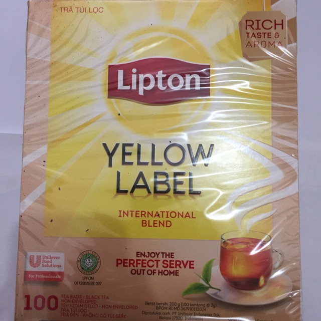 LIPTON YELLOW LABEL NON ENVELOPED TEA BAGS TEH CELUP 200g