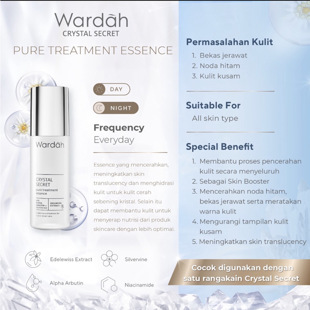 WARDAH CRYSTAL SECRET SERIES  Cleanser / Toner / Essence / Eye Cream / Day &amp; Night Cream BPOM