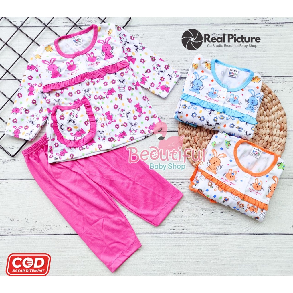 Setelan Baju Bayi Lengan Panjang Celana Panjang Motif Little Angel / Setelan Piyama Bayi Perempuan 3-12 Bulan / Baju Bayi Perempuan Syifana / Baby.ou