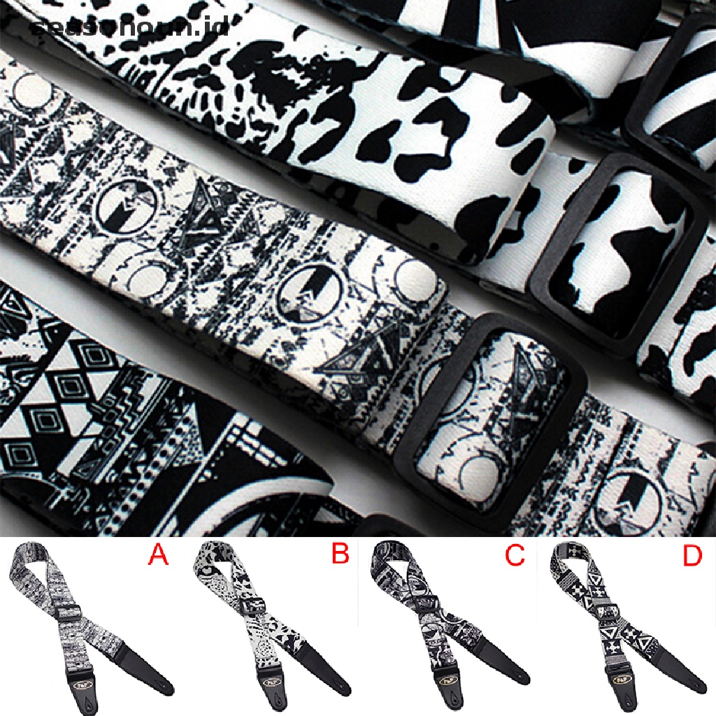 Strap Gitar Bass Elektrik Adjustable Motif Print Klasik