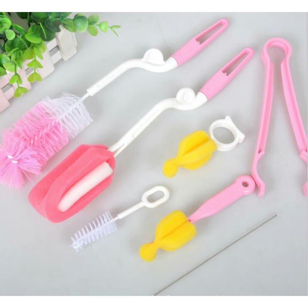 LIN009 - 7 in 1 MOONSHIP Bottle &amp; Nipple Brush Hygienic Plastic Import