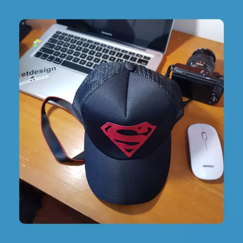 EMOEMO-Topi Pria wanita anak baseball Logo SUPERMAN Topi Distro Jaring Snapback