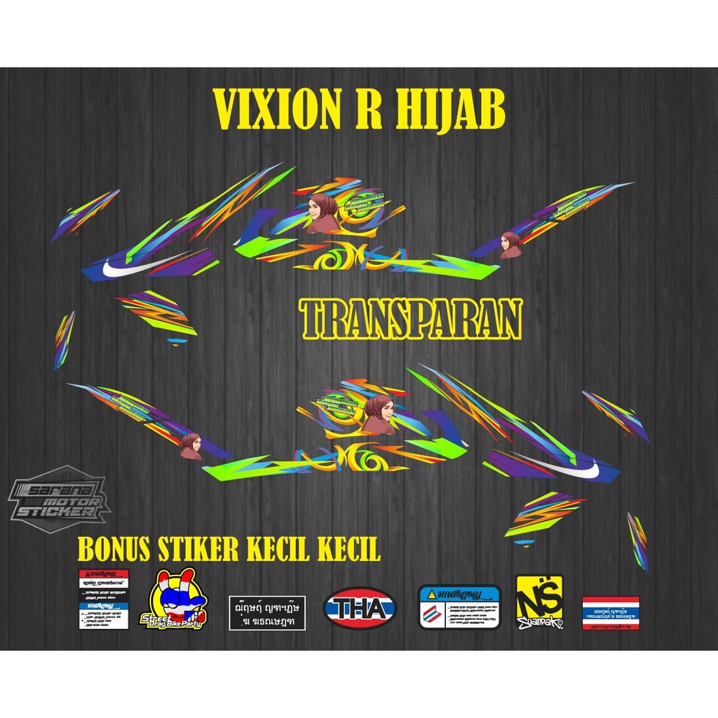 stiker transparan vixion r hijab