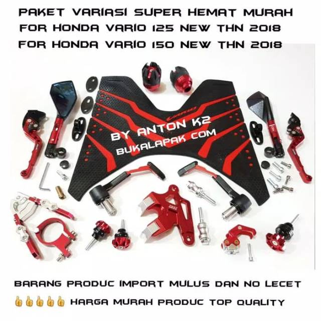 AKSESORIS MOTOR VARIO 125 NEW DAN VARIO 150 NEW TAHUN 2018 SEPAKET 10 ITEM