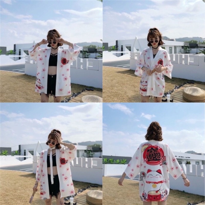 KIMONO CARDINGAN IMPORT WANITA JEPANG KOREA ORIGINAL KUCING CAT LUCU