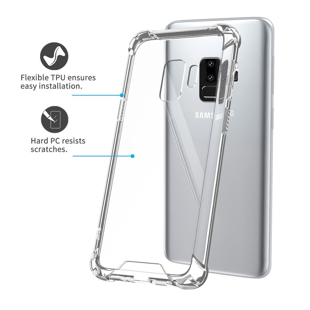 Case Hybrid Armor Shockproof Bahan TPU Kristal Bening untuk Samsung Galaxy modles S8 S9 Note 8