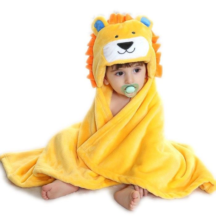 Selimut Bayi Topi Boneka / Selimut Bayi Karakter Fleece-Lion
