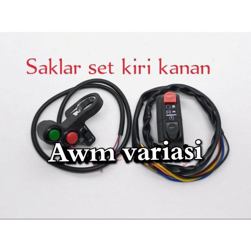 Paket saklar set kiri kanan - Saklar kanan 2 tombol &amp; Saklar kiri 3 tombol universal motor