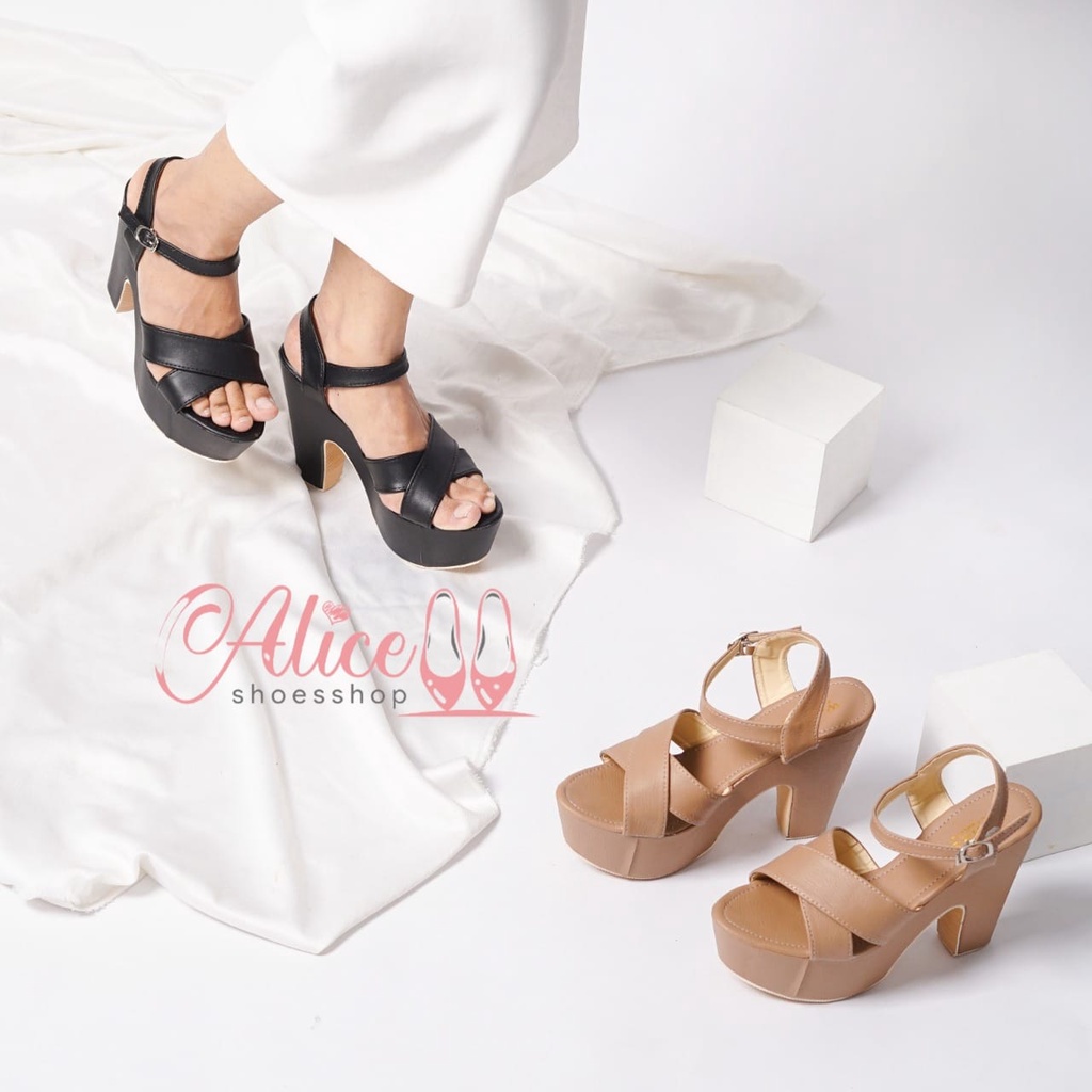 Alice - heels wanita tinggi model terbaru cantik heels batako tali tinggi 12 cm