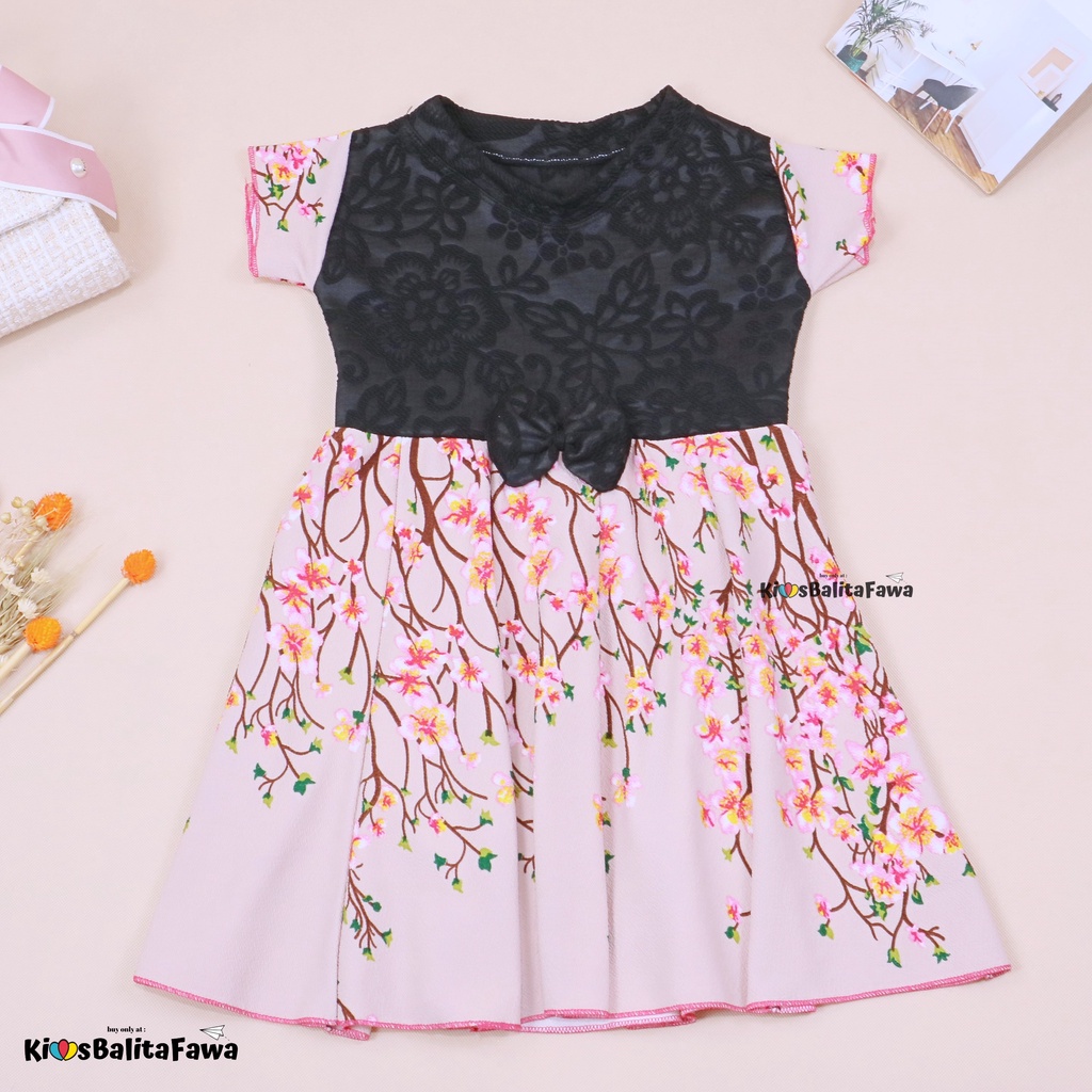 Dress Rossa LENGAN uk 5-6 Tahun / Dres Anak Perempuan Cewek Baju Lengan Murah Casual Import Gaun