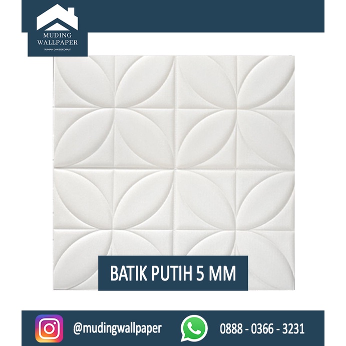 Wallpaper Bata Putih 3D Foam 77 x 70 cm-Batik Putih 5 MM