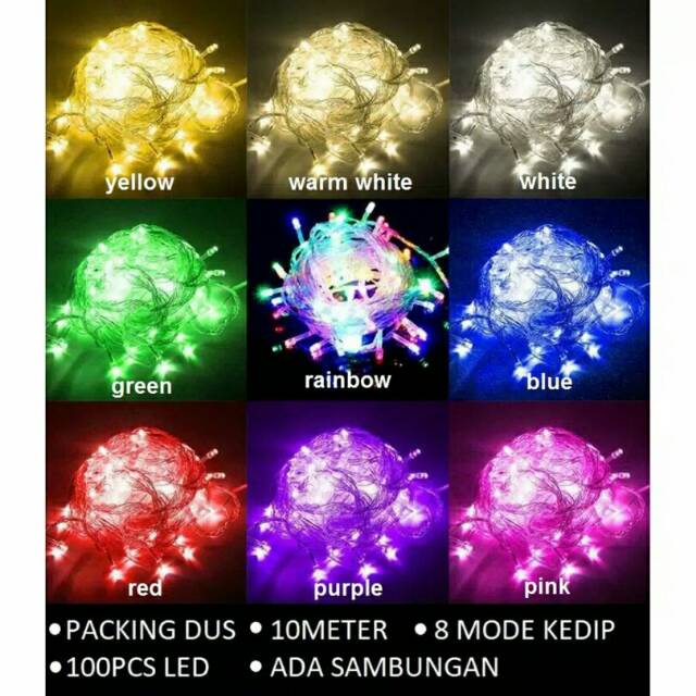 100 led 10meter lampu natal led tumblr