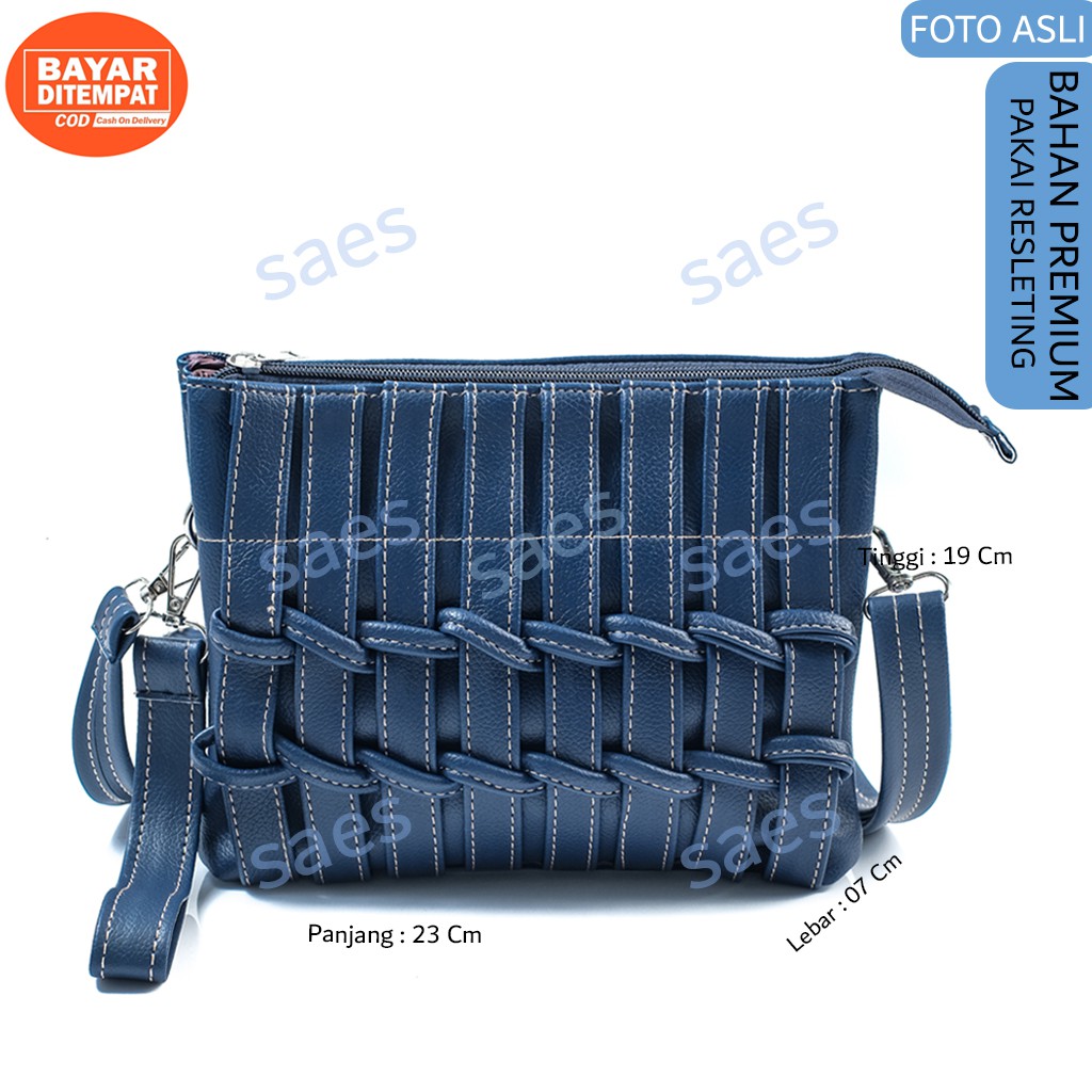 SAES - Semanggi Tas Selempang &amp; Bahu Wanita Kulit Vintage Retro Clutch Sling Bag Multifungsi Hitam Saes shop 001