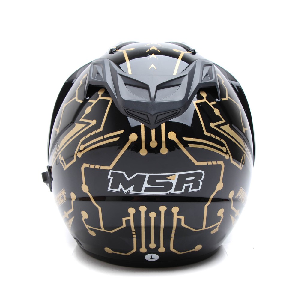 [Helm Dewasa] MSR Helmet Impressive - Protect - Hitam Gold + Promo Gratis Jaring Helm