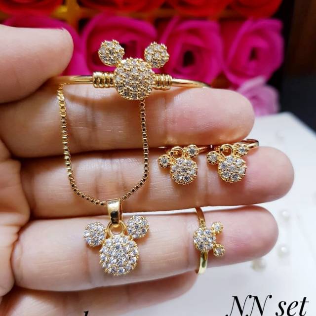 Xuping set perhiasan anak lapis emas 18k 0964j