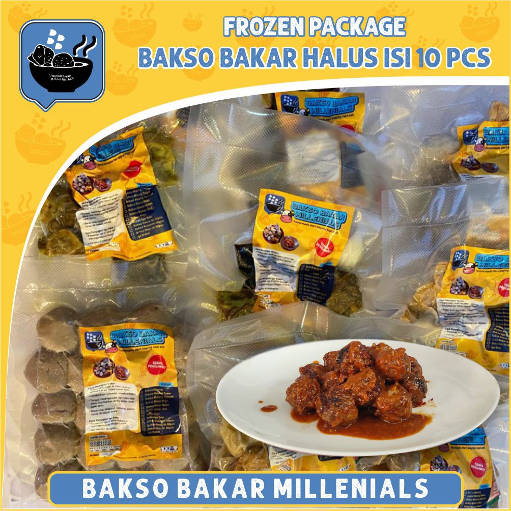 

Bakso Bakar Halus 10pcs - Bakso Bakar Millenials Frozen Package - Bakso Sapi Asli Khas Kota Malang