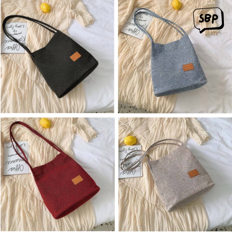 Tas Selempang Polos Bahu Totebag Slingbag Vintage Multifungsi Model Lucu Waterproof Cewek Wanita Terbaru 2022