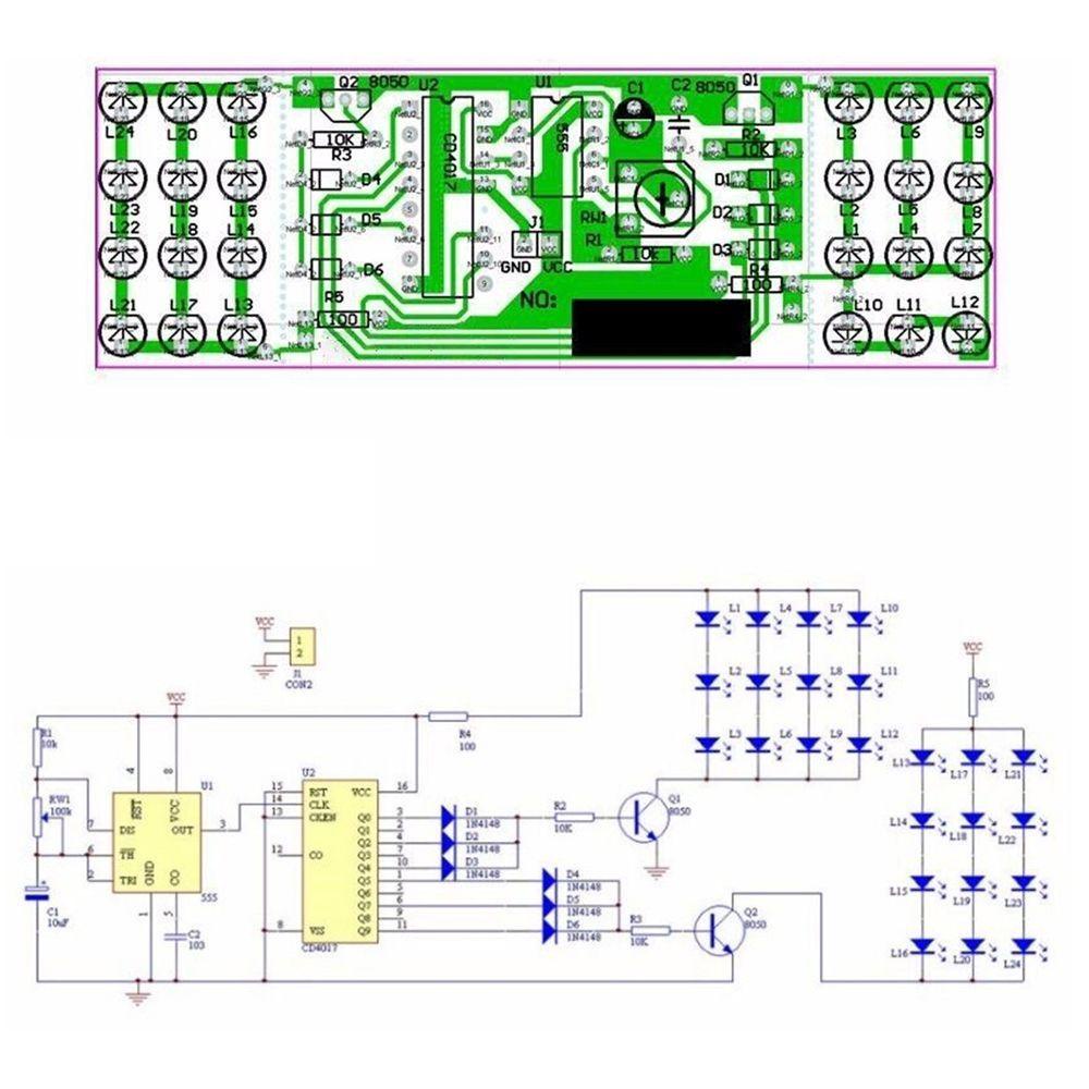 Agustinina Kit Lampu Kedip Kit Lampu Strobo Kreatif Bagian Elektronik DIY NE555+CD4017