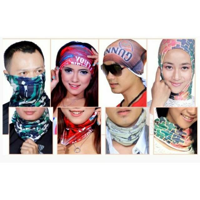 Bandana bisa untuk Masker Motor Bando atau Dalaman Jilbab Scarft Leher Bahan Halus Tanpa Jahitan