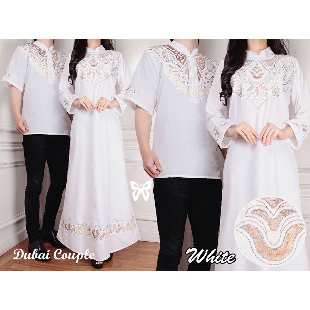 sr Dubai Couple putih baju muslim wanita trendi murah maxi seleting belakang kemeja seleting depan