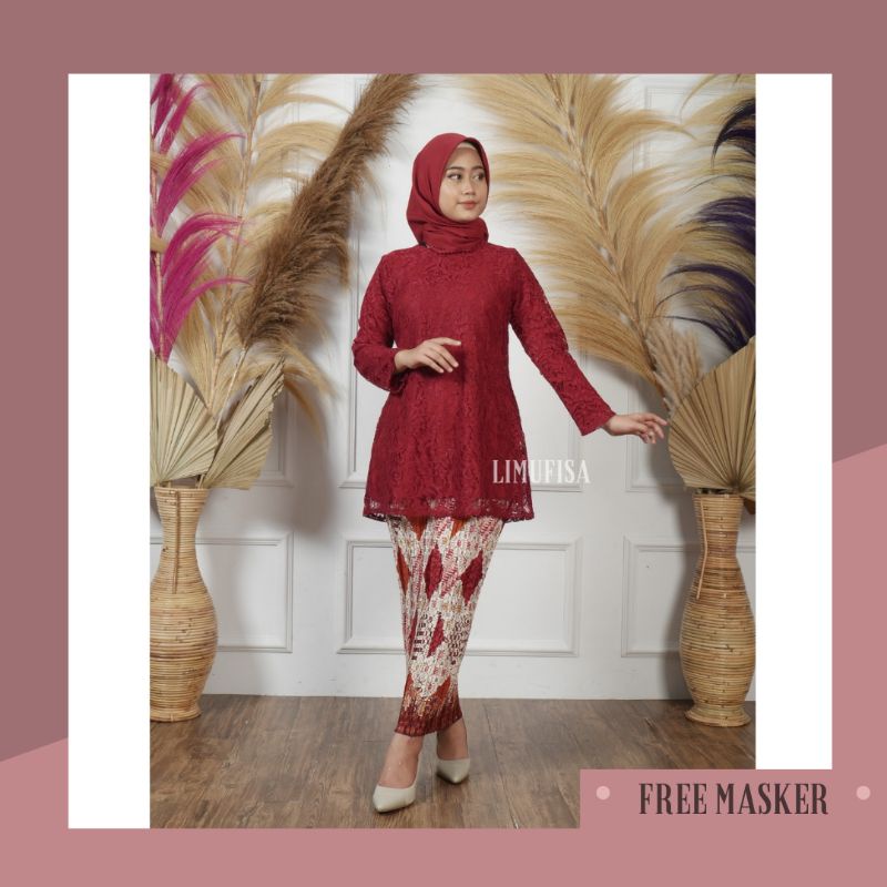 tunik brukat setelan modern kekinian terbaru murah ada ukuran jumbo ld 120cm bisa digunakan untuk hi