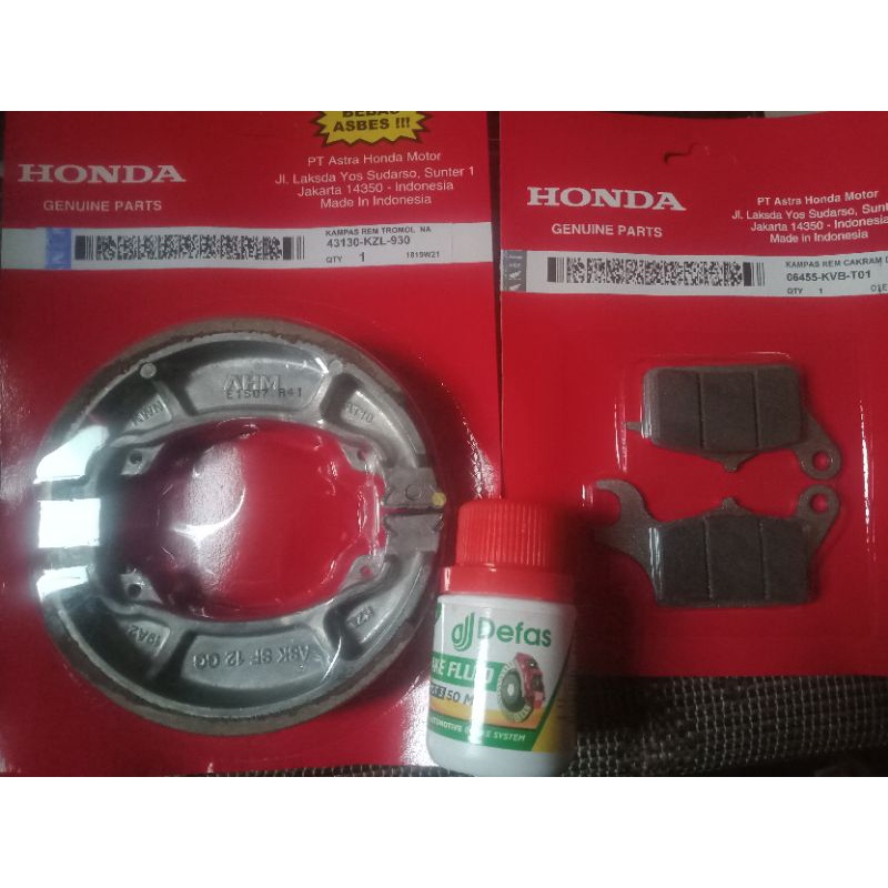 paket kampas rem depan  belakang beat