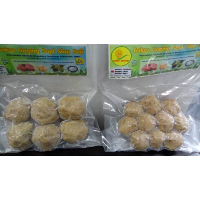 

Bakso siap saji tanpa bahan pengawet include bumbu. Ada pilihan bakso urat, bakso daging dan keju