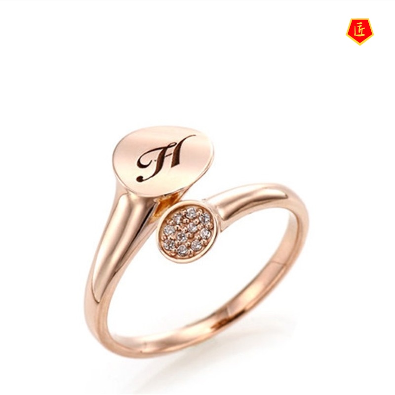 [Ready Stock]Creative 18K Rose Gold Letter H Ring