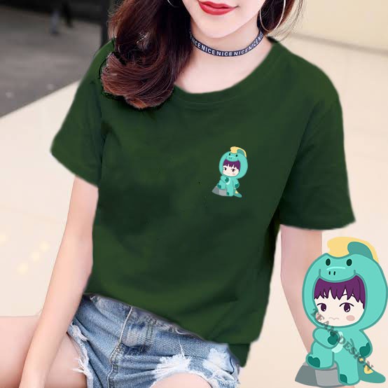 YOURSTYLE1119 - KAOS KARAKTER GREEN REX DINO BAJU KAOS WANITA DISTRO UNISEX OVERSIZE JUMBO KEKINIAN