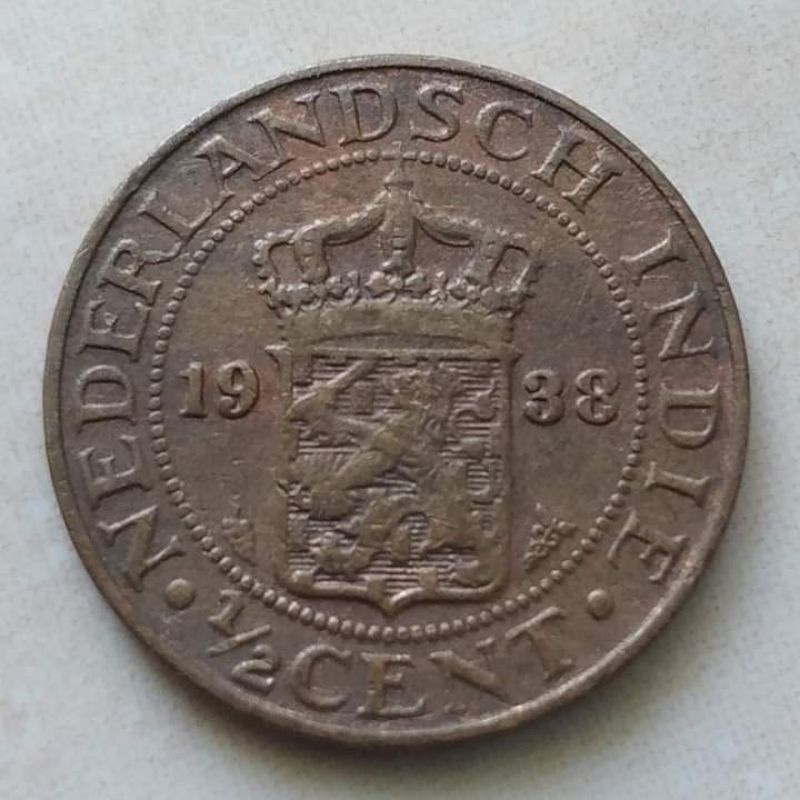 Koin Kuno 1/2 Cent Nederland Indie Benggol 1938 - A1