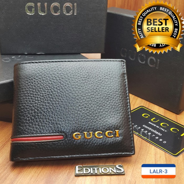 Dompet Kulit Pria  MURAH GUCCI LALR 3 NEW EDITIONS Dompet Cowo Murah Wallet Premium Terbaru Te
