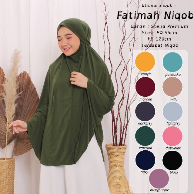 HIJAB NIQOB / BERGO SYARI NIQOB - FATIMAH NIQOB - BAHAN STELLA PREMIUM - BEST SELLER (BISA COD)