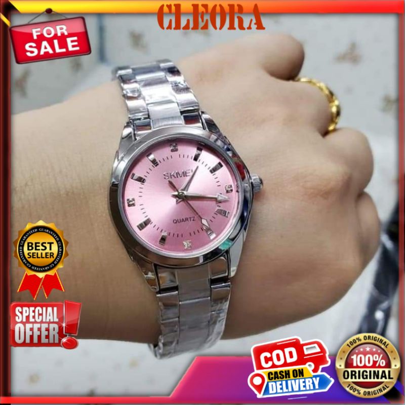 Jam Tangan Wanita SKMEI Japan Movement Original Analog Tali Stainless Stell Premium Jm Arloji Cewek 