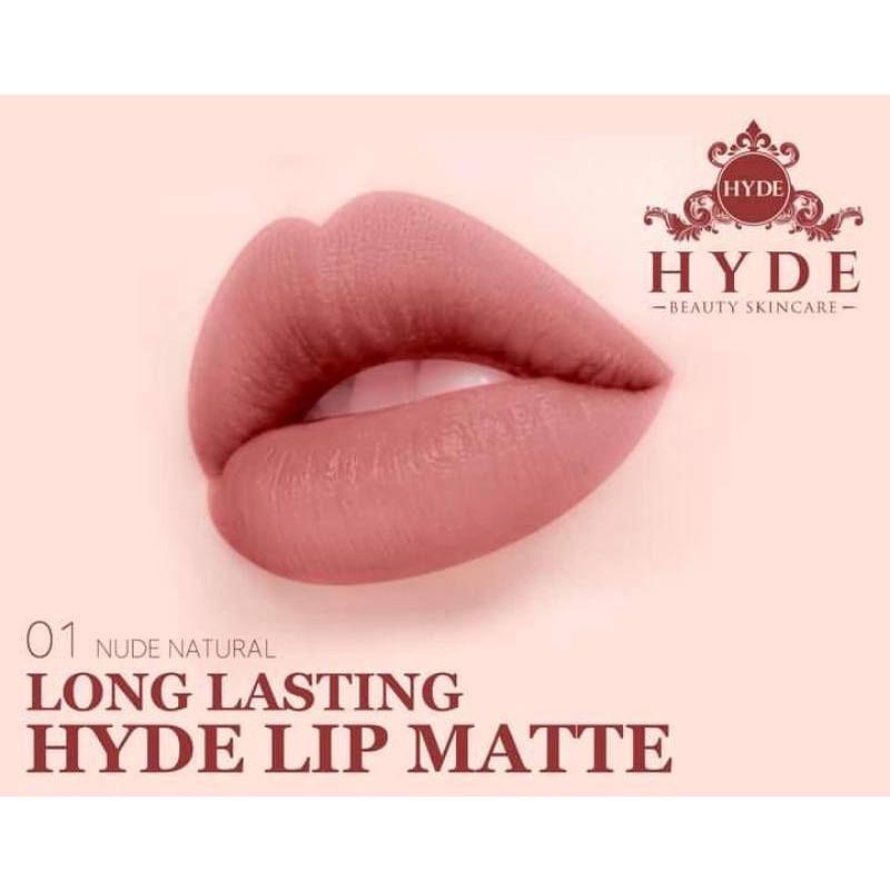 LONG LASTING HYDE LIP MATTE 01 NUDE NATURAL BPOM LIPSTIK HYDE BEAUTY SKINCARE ORIGINAL