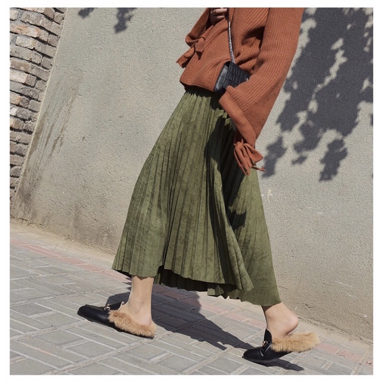 [UKURAN SEMATA KAKI] Rok Suede Import / Maxi Skirt